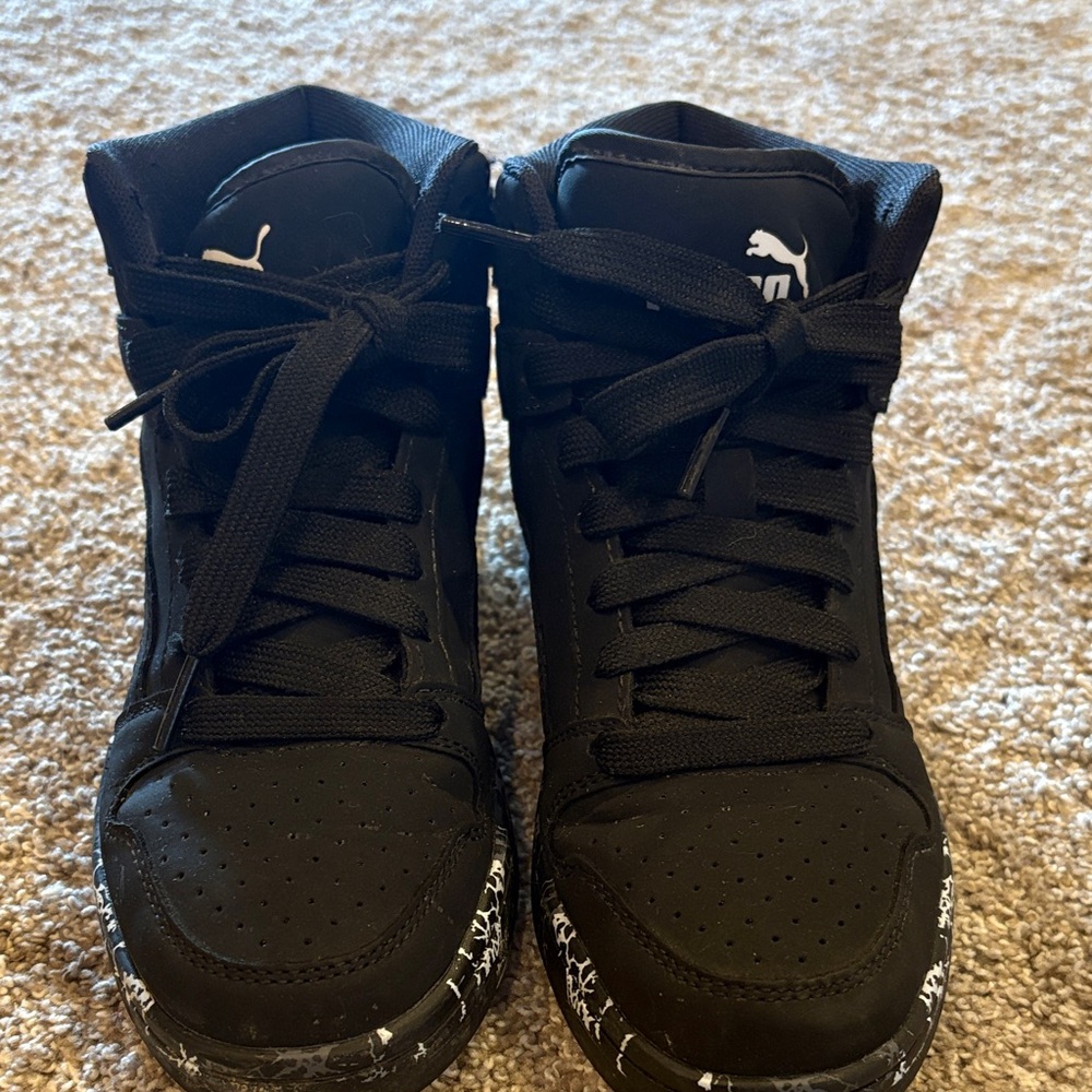 Puma Black High-Top Sneakers with White Accent Sole
